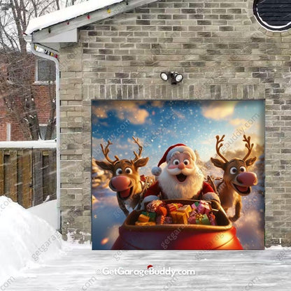 Santa & Reindeers | Christmas Garage Door Cover