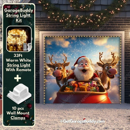 Santa & Reindeers | Christmas Garage Door Cover