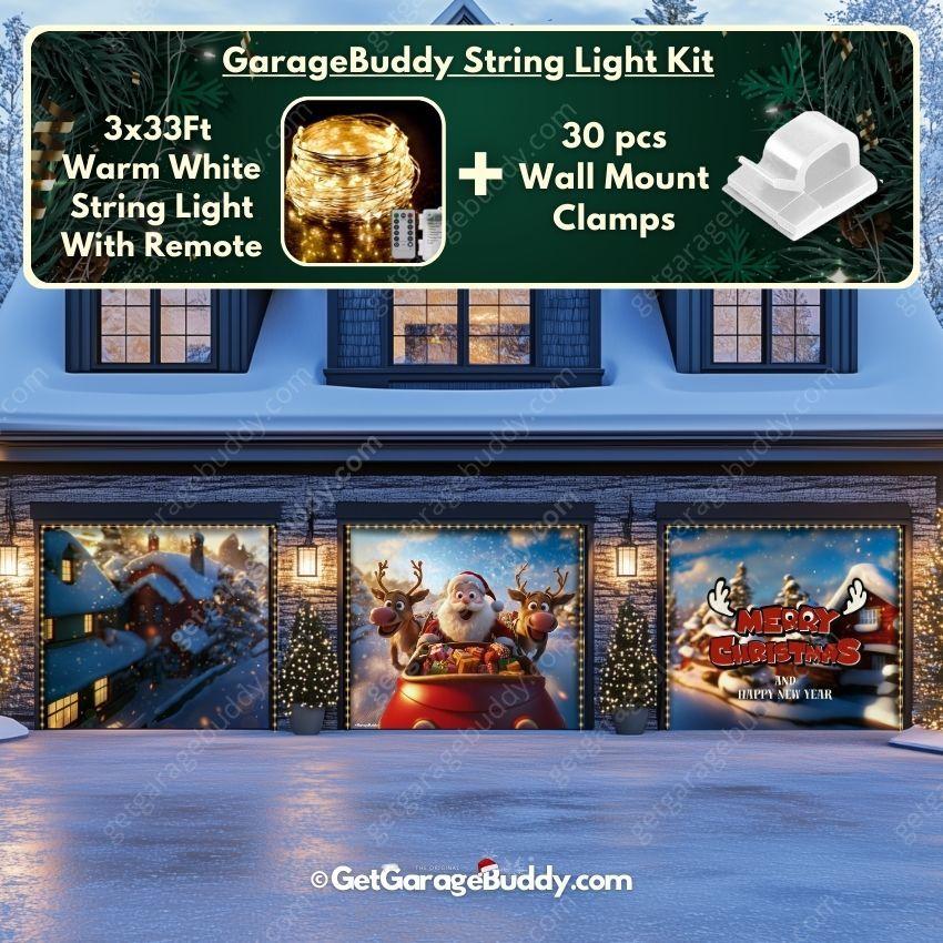 Santa & Reindeers | Christmas Garage Door Cover