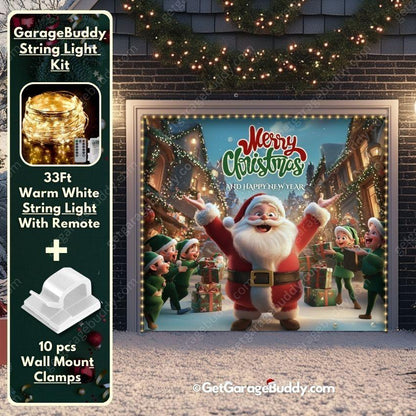 Santa And Elves | Christmas Garage Door Cover