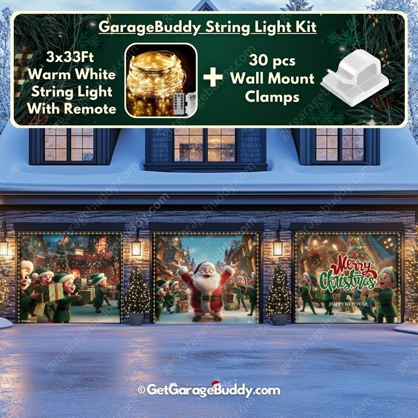 Santa And Elves | Christmas Garage Door Cover