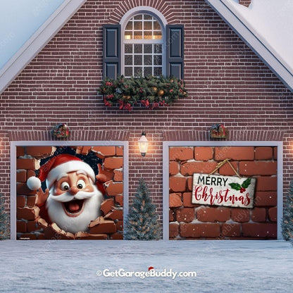 Santa's Surprise | Christmas Garage Door Cover