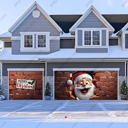 Santa's Surprise | Christmas Garage Door Cover